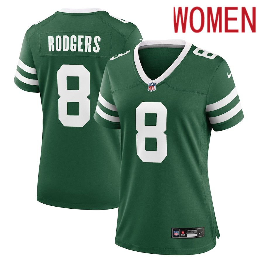 Women New York Jets #8 Aaron Rodgers Nike Legacy Green Game NFL Jersey->customized nfl jersey->Custom Jersey